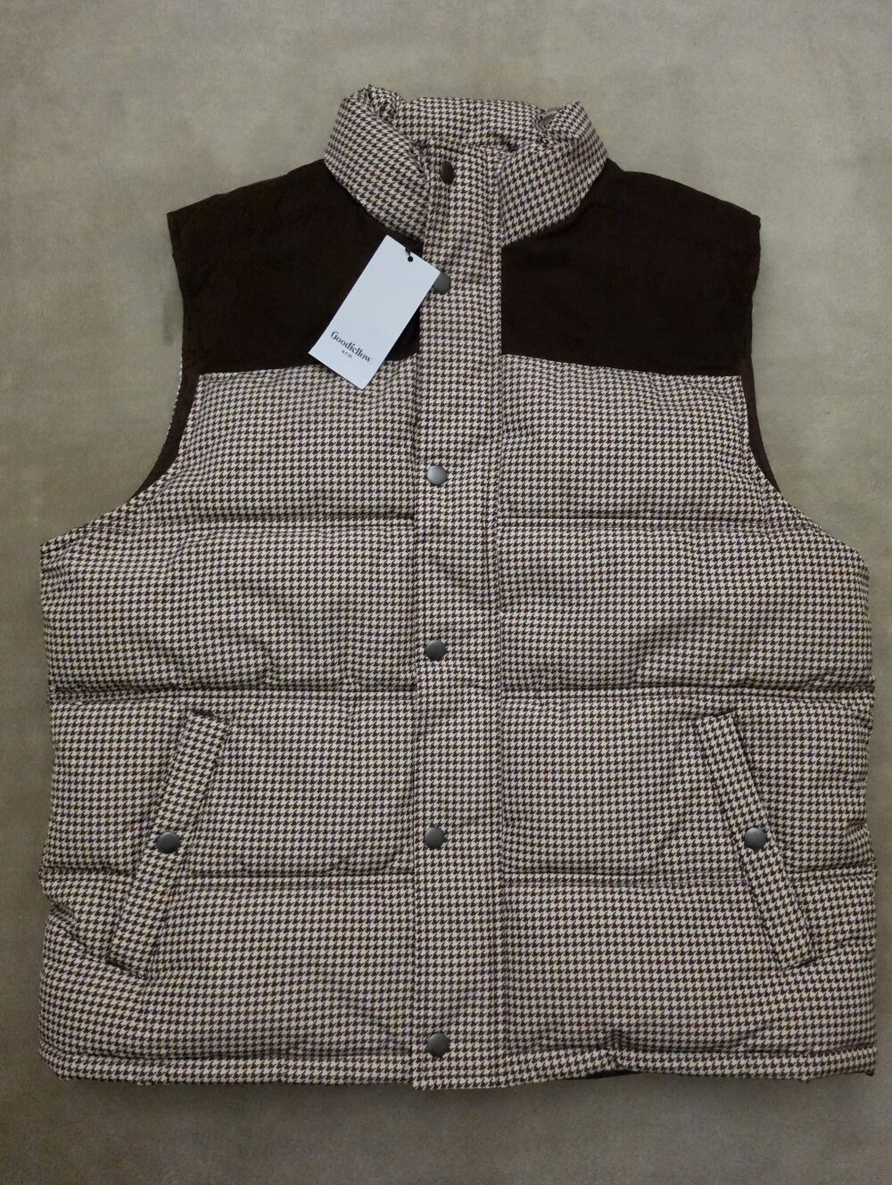 GoodFellow & Co Men's Brown/Beige Houndstooth Jacket Vest Size Large